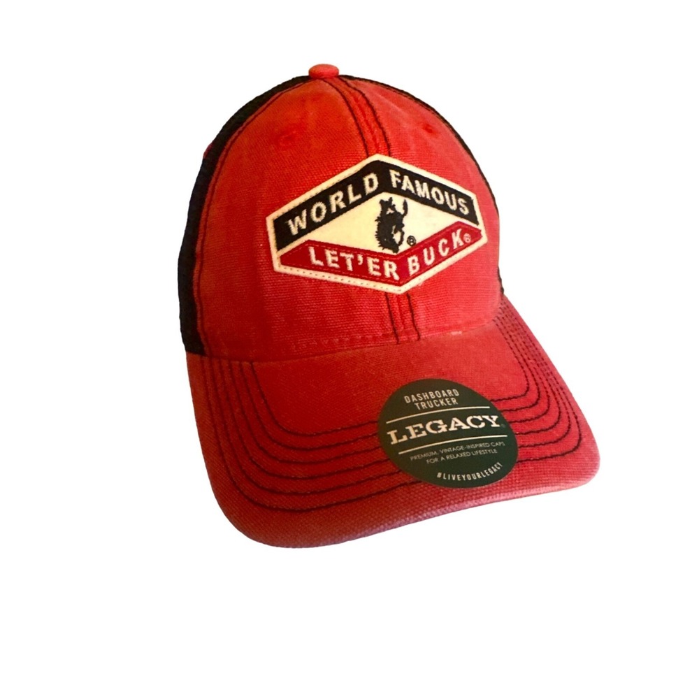 World Famous Let'er‎ Buck Orange Black Meshback Hat Cap Adjsutable